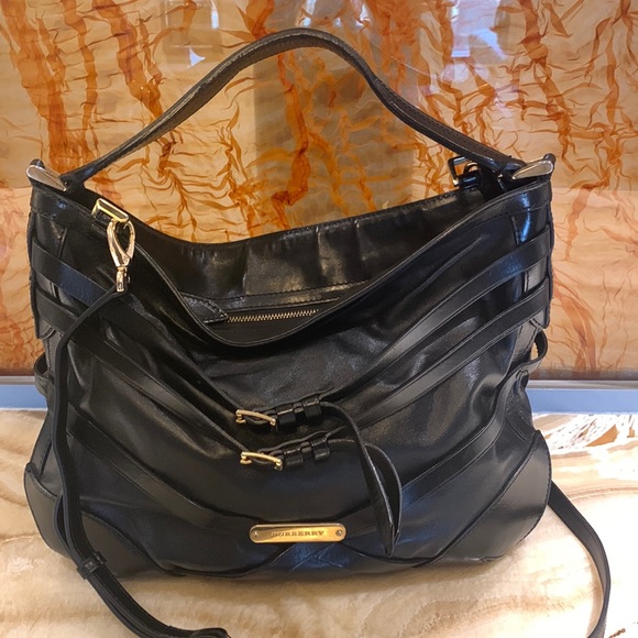 🌟QUICK SALE🌟 🖤💛Burberry Leather Bridle Dutton Hobo Style Bag💛🖤 - Picture 1 of 16